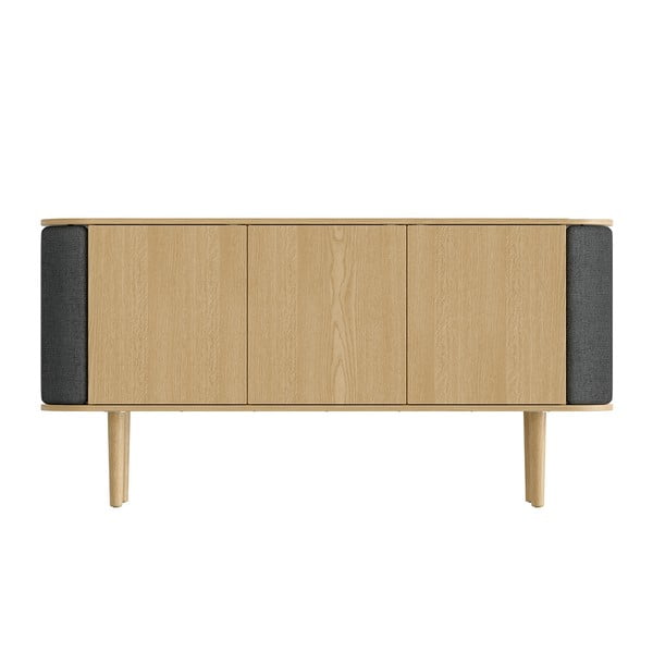 Nízká komoda v dekoru dubu v antracitovo-přírodní barvě 150x75 cm Treasures – UMAGE-image-3