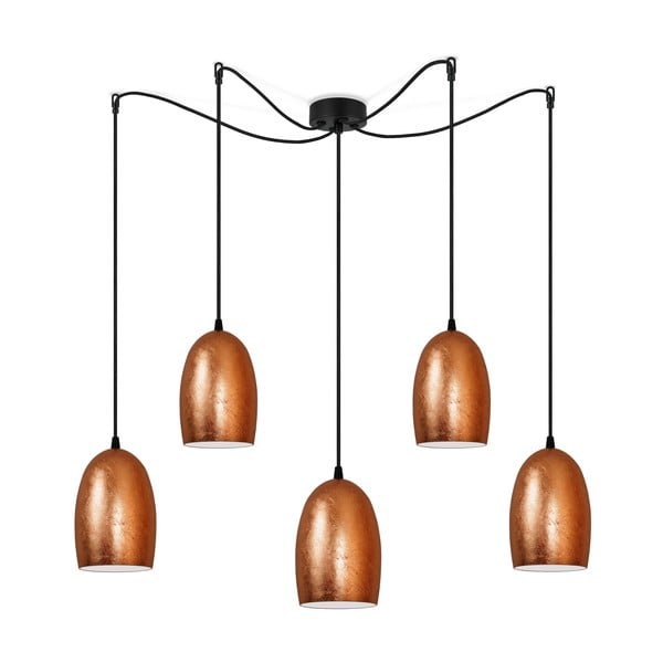 Pětiramenné závěsné svítidlo v měděné barvě Sotto Luce UME , ⌀ 14 cm