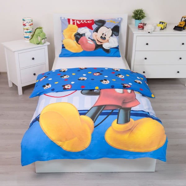 Bavlněné dětské povlečení na jednolůžko 140x200 cm  Mickey "Hello" – Jerry Fabrics-image-2