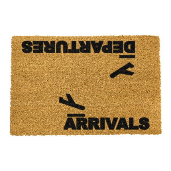Rohožka z přírodního kokosového vlákna Artsy Doormats Arrivals and Departures, 40 x 60 cm