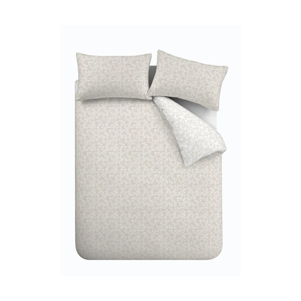 Béžovo-bílé bavlněné povlečení na dvoulůžko 200x200 cm Shadow Leaves – Bianca