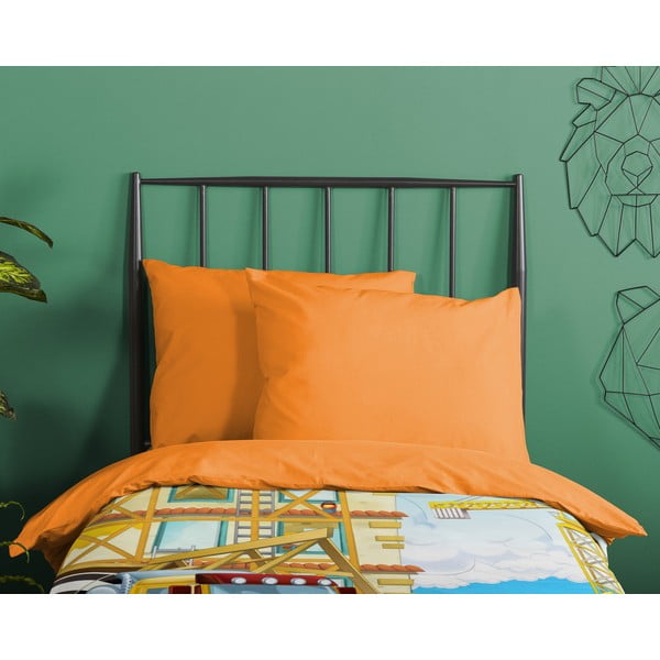Oranžové bavlněné dětské povlečení na jednolůžko 140x200 cm Building – Good Morning-image-2