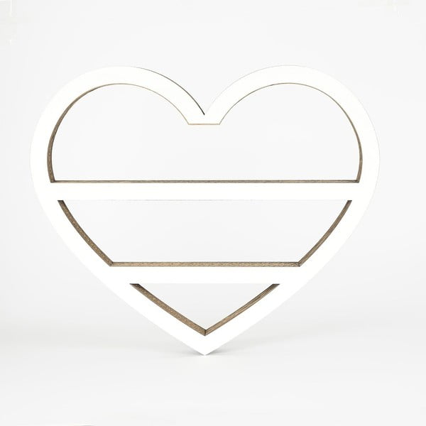 Bílá kartonová police ve tvaru srdce Dekorjinal Pouff Heart, 50 x 41 cm