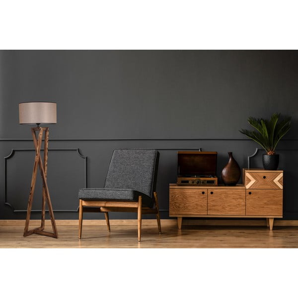 Hnědá stojací lampa s textilním stínidlem (výška 149 cm) Maçka – Opviq lights-image-1