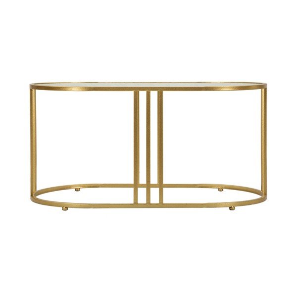 Bílý/ve zlaté barvě konferenční stolek se skleněnou deskou 50x90 cm Antalia – Mauro Ferretti-image-4