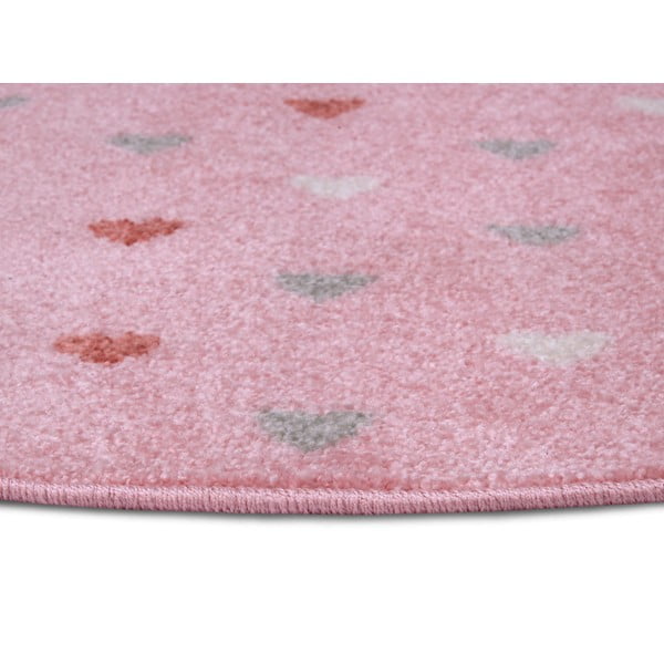 Růžový dětský koberec ø 100 cm Little Hearts – Hanse Home-image-2