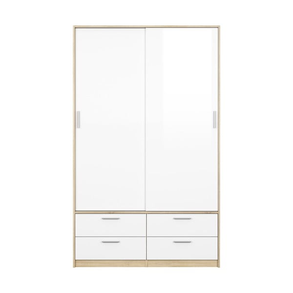 Šatní skříň v dekoru dubu s posuvnými dveřmi v bílo-přírodní barvě 121x200 cm Line – Tvilum-image-1