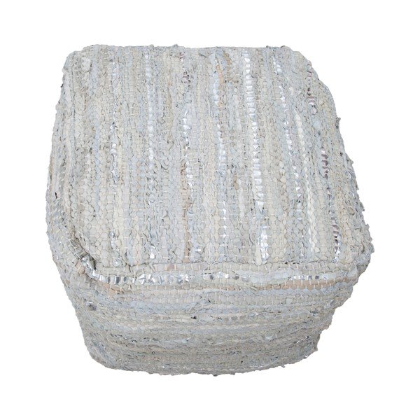 Kožený puf s bavlněnými detaily Mauro Ferretti Delhi Quadrato-image-3