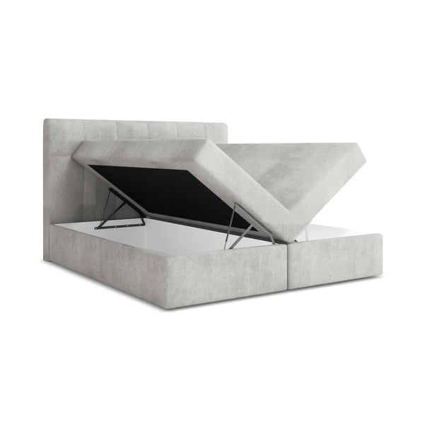 Boxspring postel s úložným prostorem 140x200 cm ve stříbrné barvě Palta – Makamii-image-1