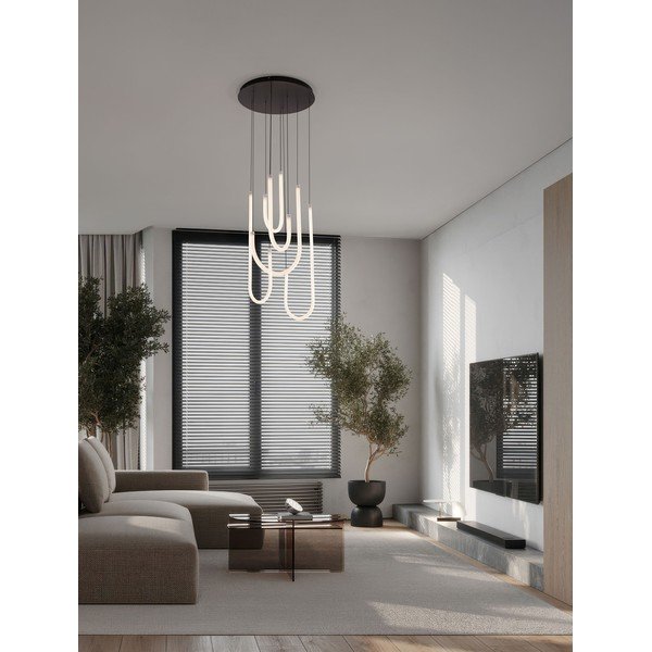 Bílé/matně černé ocelové LED stmívatelné závěsné svítidlo se stínidlem z akrylového skla ø 50 cm Topaz – Nova Luce-image-1