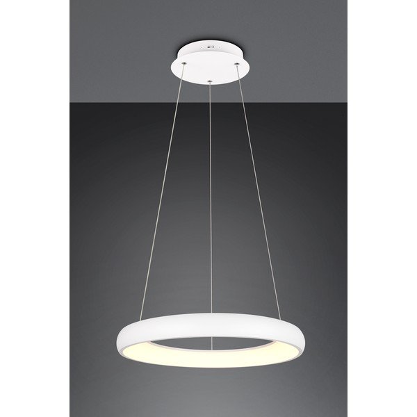 Bílé LED stmívatelné závěsné svítidlo s kovovým stínidlem ø 62 cm Cardona – Trio-image-1