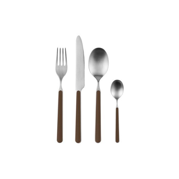 Hnědý/ve stříbrné barvě nerezový příbor 4 ks pro 1 osobu Noli – noo.ma