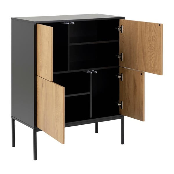 Vysoká komoda v dekoru dubu v černo-přírodní barvě 80x103 cm Seaford – Actona-image-3