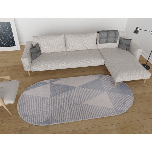 Šedý pratelný koberec 80x120 cm Oval – Vitaus-image-1