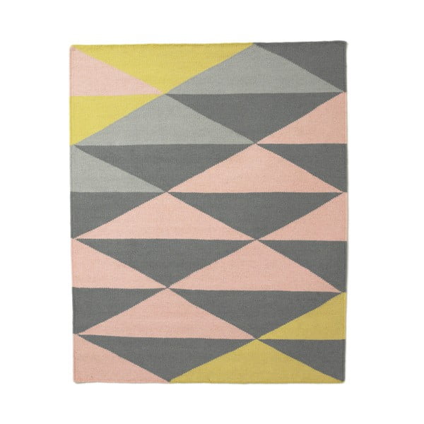 Vlněný koberec triangle 80x100 cm, žlutý