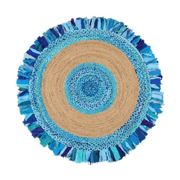 Kruhový koberec z juty a bavlny Garida Aqua, ⌀ 120 cm