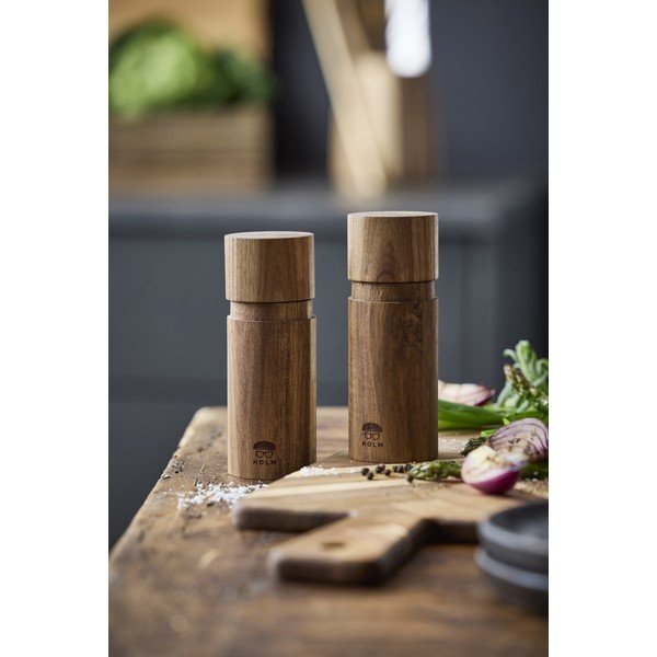 Dřevěná sada mlýnků na pepř a sůl 2 ks v přírodní barvě – Holm-image-1