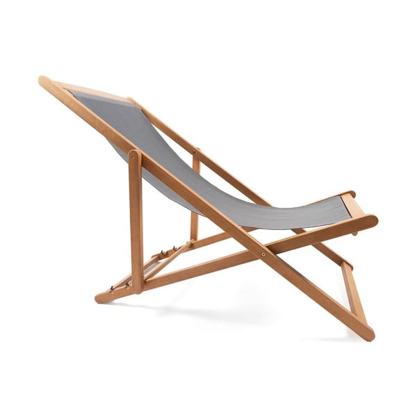 Šedé skládací zahradní lehátko z akáciového dřeva Bonami Essentials Deck-image-2
