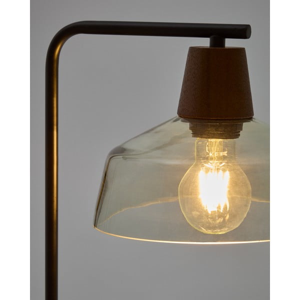 Zelená/v tmavě přírodní barvě stolní lampa se skleněným stínidlem (výška 55 cm) Silex – Kave Home-image-1
