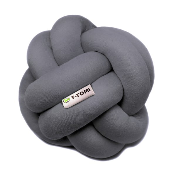 Antracitově šedý bavlněný pletený míč T-TOMI, ø 20 cm