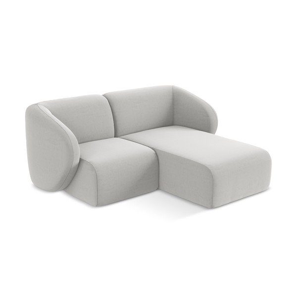 Světle šedá sametová rohová pohovka (pravý roh/s lenoškou) Lani – Makamii-image-2