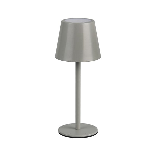 Šedá LED stolní lampa s kovovým stínidlem (výška 21 cm) Diaz – Trio