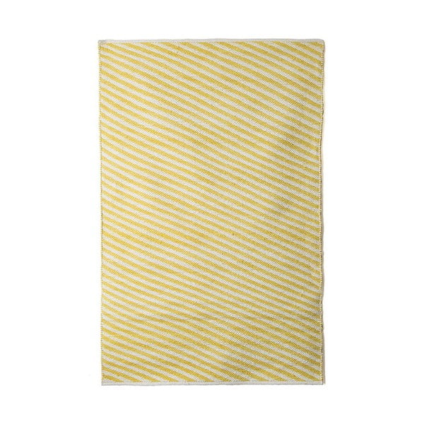 Žlutý bavlněný ručně tkaný koberec Pipsa Diagonal, 100 x 120 cm