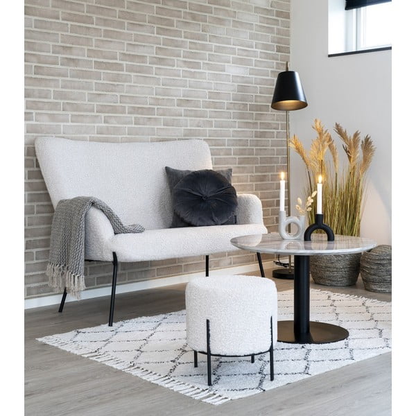 Bílo-černý kulatý konferenční stolek s deskou v dekoru mramoru 70x70 cm Bolzano – House Nordic-image-1
