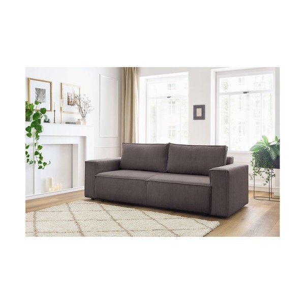Taupe manšestrová rozkládací pohovka 245 cm Nihad – Bobochic Paris-image-1