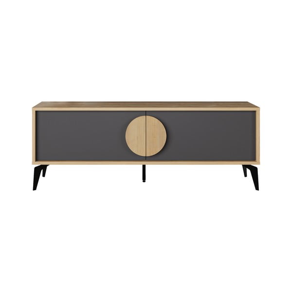TV stolek v dekoru dubu v černo-přírodní barvě 140x51 cm Vae – Marckeric