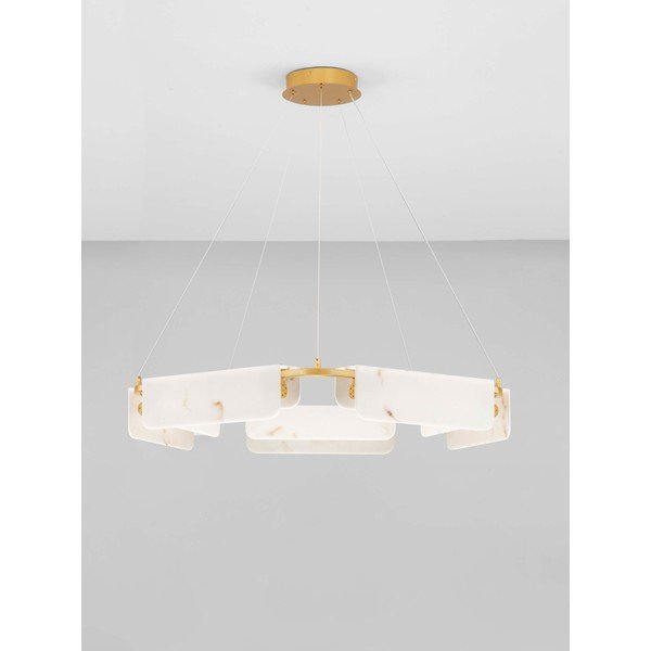 Krémové/v mosazné barvě LED stmívatelné závěsné svítidlo v dekoru mramoru ø 93 cm Aider – Nova Luce-image-4