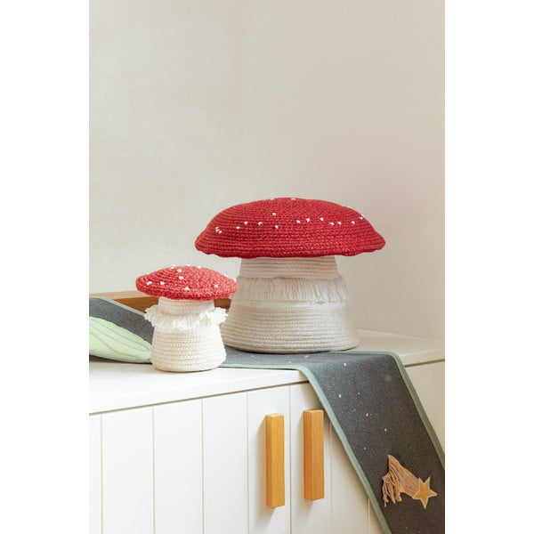 Červený/krémový látkový dětský koš na hračky ø 38x33 cm Big Mushroom – Lorena Canals-image-1
