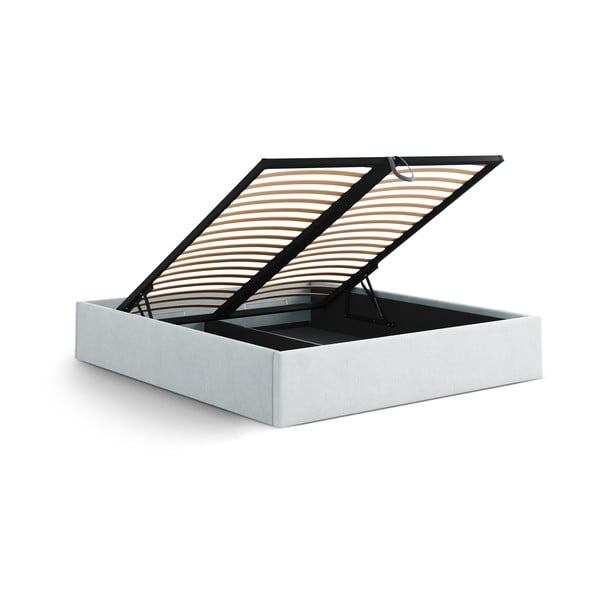 Světle šedá čalouněná dvoulůžková postel s úložným prostorem/bez čela s roštem 140x200 cm Susan – Micadoni -image-3