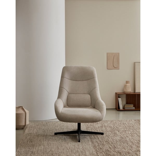 Křeslo z textilie bouclé v hořčicové barvě Celida – Kave Home-image-1