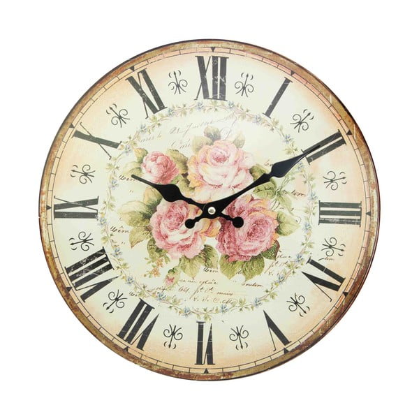 Nástěnné hodiny Antic Line Pink Roses, 34 cm