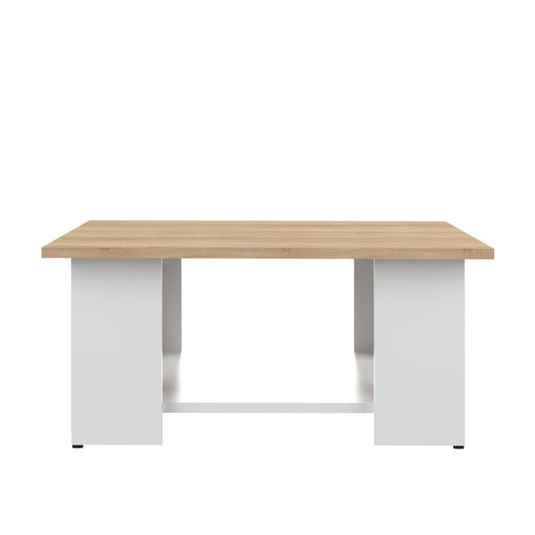 Bílý konferenční stolek s deskou v dekoru dubu 67x67 cm Square - TemaHome