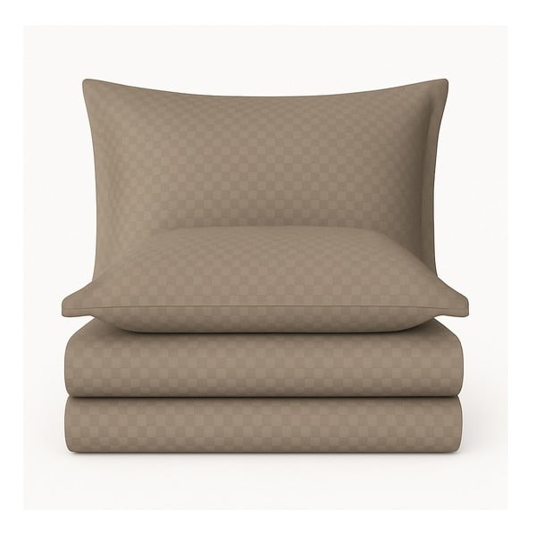 Hnědé povlečení na dvoulůžko/prodloužené z bavlny Renforcé 240x220 cm Checkered – Mila Home Luxury