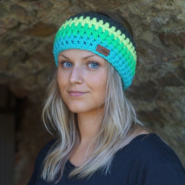 Ručně háčkovaná čelenka DOKE Stripes Blue-image-3