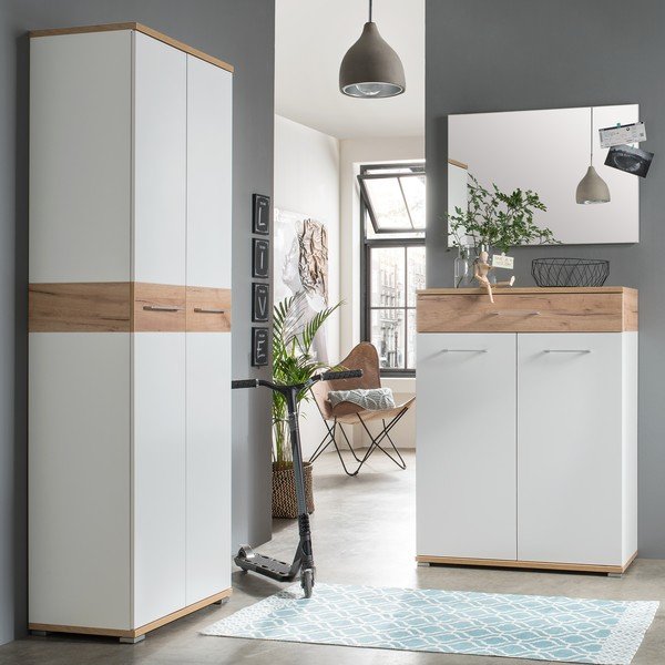 Bílý přírodní botník v dekoru dubu se šuplíky Topix – Germania-image-4