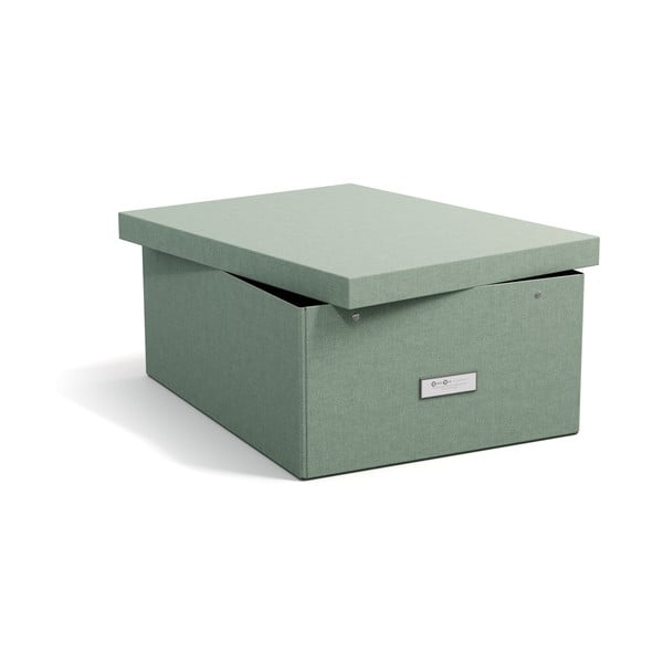 Kartonový úložný box zelenomodrý s víkem 34,5x45x18,5 cm Katrin Canvas Paper Laminate – Bigso