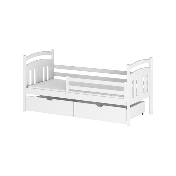 Bílá dětská postel z borovicového dřeva s úložným prostorem 90x190 cm Kate - Lano Meble