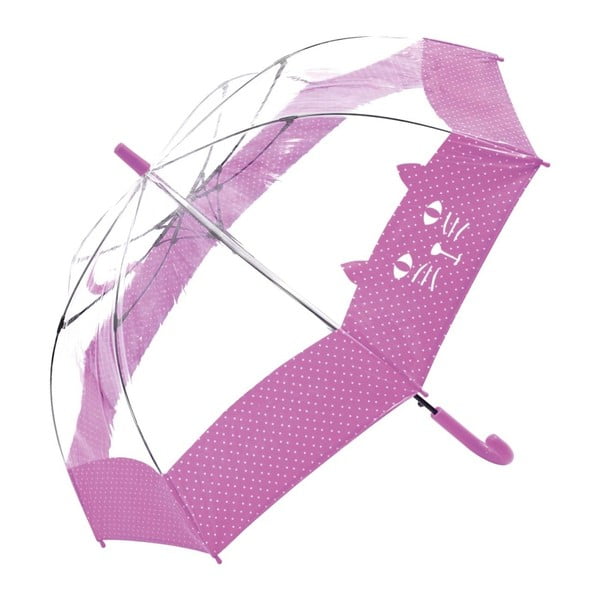 Dětský transparentní holový deštník s růžovými detaily Birdcage Chat, ⌀ 74 cm