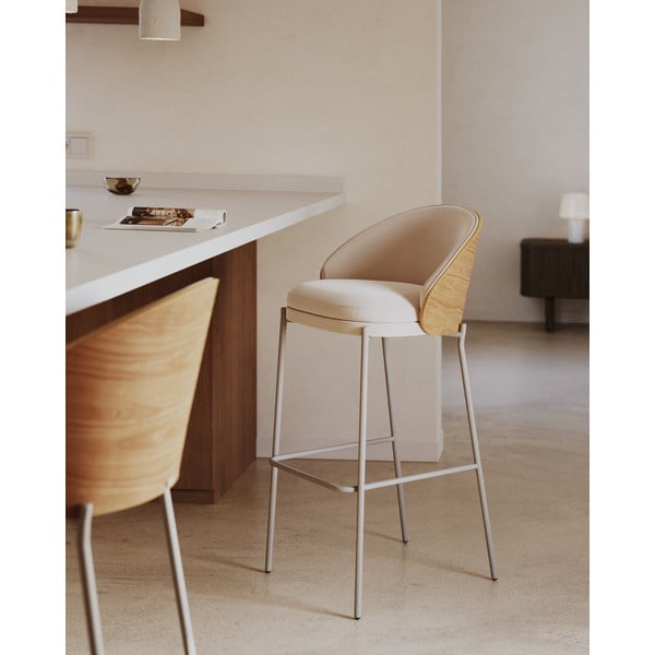 Béžová/ve světle přírodní barvě barová židle (výška sedáku 77 cm) Eamy – Kave Home-image-1