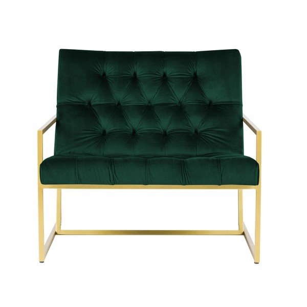Zelené křeslo s konstrukcí ve zlaté barvě Mazzini Sofas Bono-image-2