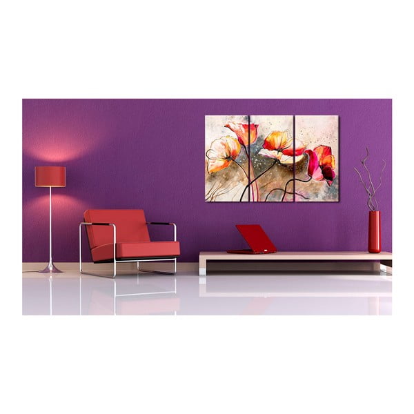 Obraz na plátně Artgeist Poppies Lashed By The Wind, 60 x 40 cm