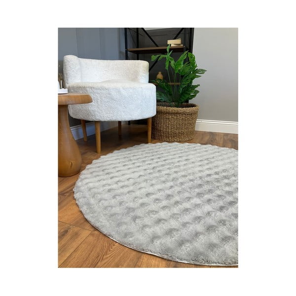 Šedý pratelný kulatý koberec ø 120 cm Bubbly – Oyo Concept-image-3