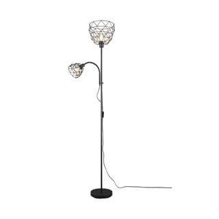 Černá stojací lampa s kovovým stínidlem (výška 180 cm) Haval – Trio