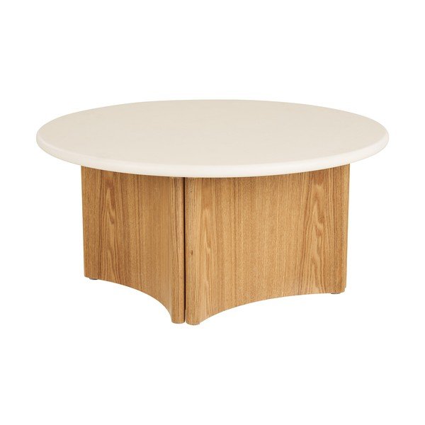Bílý/v přírodní barvě kulatý konferenční stolek s betonovou deskou ø 80 cm Motril – House Nordic-image-4