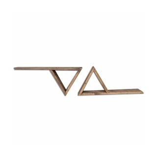 Sada 2 dřevěných nástěnných polic Triangles