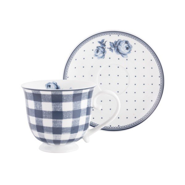 Porcelánový hrnek s podšálkem Creative Tops Vintage Indigo, 200 ml